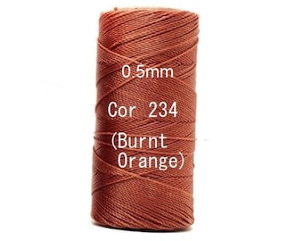 Linhasita Burnt Orange cor 234 (0.5mm) - 100% Waxed Polyester Cord Washable, durable/ Hilo/ Spool