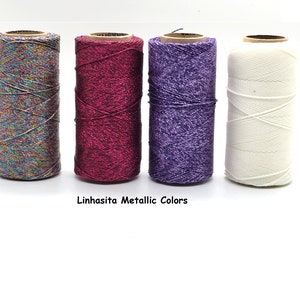 Linhasita Metallic, NEW COLORS, 10 & 20 yards, 1mm Waxed Polyester String, Spool, Hilo/ NEW/ Sparkly/ Glitter