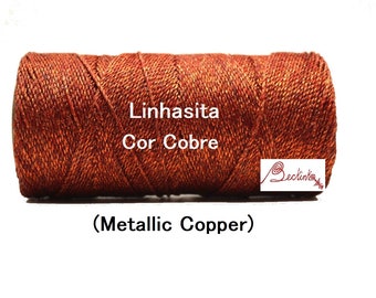 1mm Linhasita Metallic Copper (COBRE), Waxed Polyester String, Spool, Hilo/ NEW/ Sparkly/ Glitter