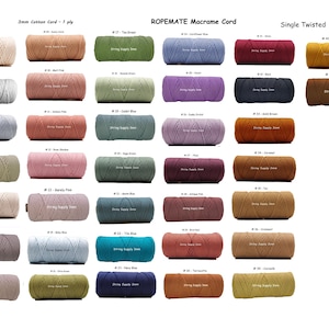 Cordon en macramé 100 % coton de qualité supérieure 3 mm PAR PIEDS - Ficelle de macramé à simple torsion, ROPEMATE