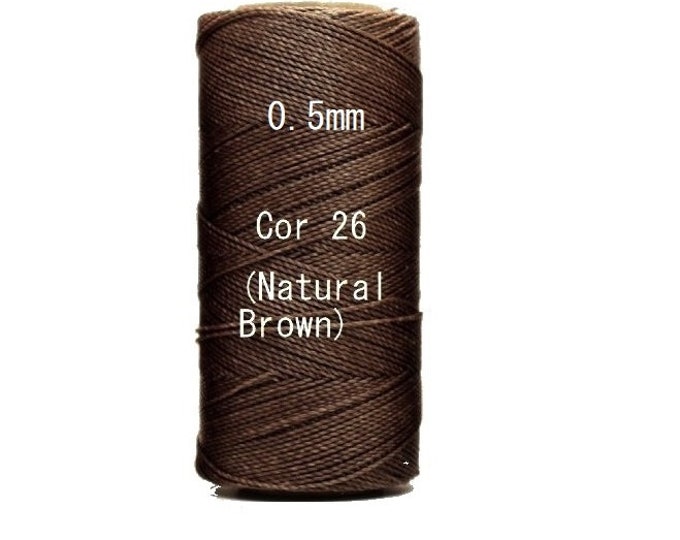 Linhasita (0.5 mm) Natural Brown cor 26 Waxed Polyester Macrame Beading Cord Durable/ Hilo