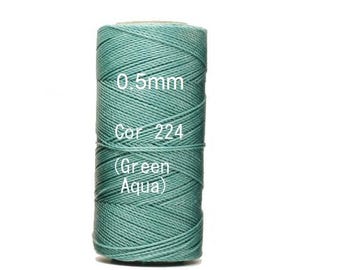 Linhasita Green Aqua COR 224 (0.5mm), Waxed Polyester Macrame Cord // Jewelry Supply