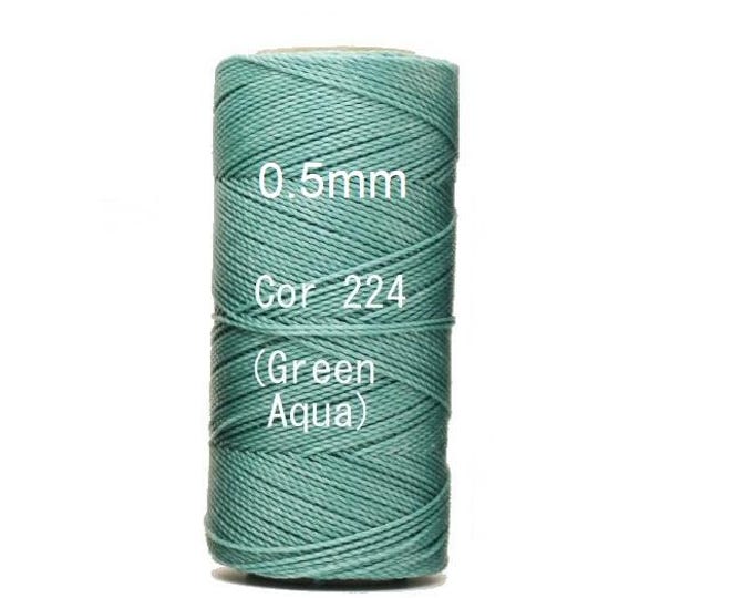 Linhasita Green Aqua COR 224 (0.5mm), Waxed Polyester Macrame Cord // Jewelry Supply