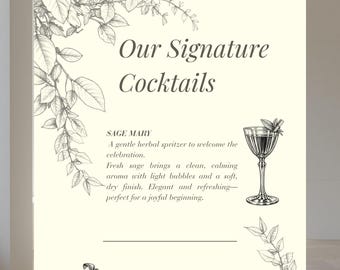 Classic Cocktail Menu Template | Vintage Beverage Menu | 40+ Illustrations (Digital Download)