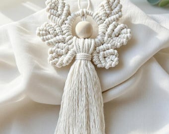 Handmade Macrame Angel Ornament – Boho Christmas Decoration