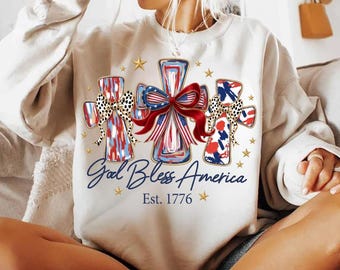 God Bless America Brush Stroke PNG, 4th of July Christian Sublimation, Patriotic Faith PNG, USA Flag Brushstroke Digital Download, Cross