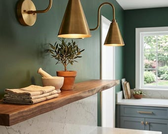Handmade Mid Century Modern Brass Wall Sconce | Brown Wall Light Fixture | Bedroom Bedside Lamp |