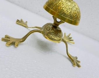 Campana de mesa/escritorio de latón macizo con diseño de rana náutica