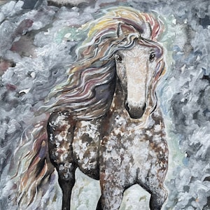 Original Horse Painting, 9x12, Horse Artwork, Mixed Media Painting, Watercolor Painting, Impressionist Horse Painting, Expressionist