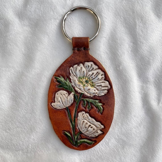 Leather Anemone Flower Keyfob/ Bag Charm