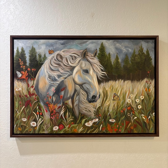 "Quiet Messenger" – Original 24x36 White Horse Oil Painting READY TO SHIP