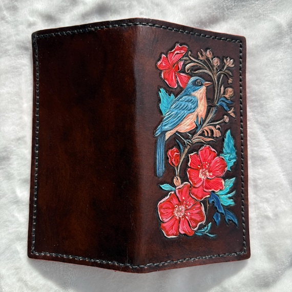 Bird and Flowers Leather Wallet