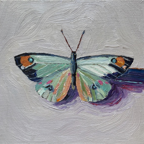 Original Colorful Butterfly Oil Painting Study - CURRENTLY DRYING
