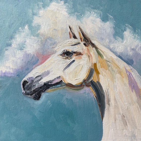 Original Colorful Horse Oil Painting - CURRENTLY DRYING