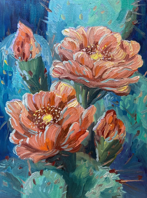 Original Cactus Flower Oil Painting – CURRENTLY DRYING