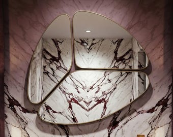Organic Asymmetrical Wall Mirror: Abstract Curved Shape Irregular Modern Funky Statement Hanging Decorative Art