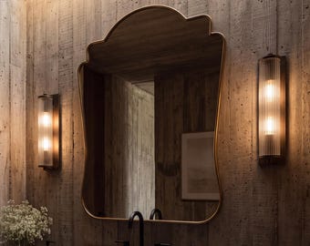 Scalloped Arched Wall Mirror: Curved Top Ornate Decorative Statement Hanging Home Art