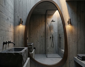 Irregular Asymmetrical Wall Mirror: Oval Shape Rounded Large Statement Organic Decorative Hanging Home Art