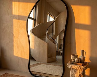 Full Length Leaning Mirror: Floor Arched Rounded Rectangle Large Body Tall Statement