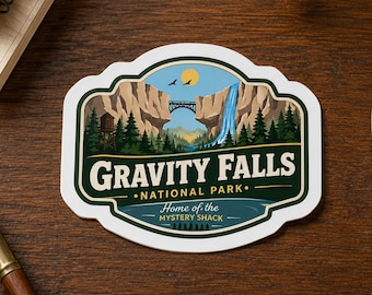 Gravity Falls National Park Sticker, Vintage Mystery Shack Vinyl Decal, Dipper Mabel Cartoon Gift, Oregon Travel Souvenir Laptop Sticker