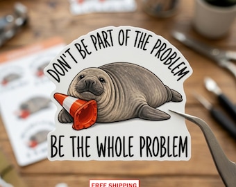 Neil the Seal Sticker, Cute Elephant Seal Decal, Australian Wildlife Art, Funny Marine Animal Gift, Coastal Nature Lover, Free Shipping