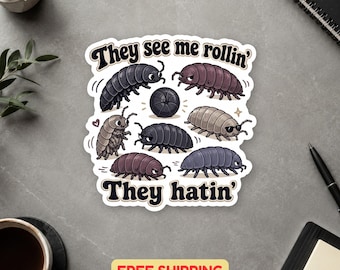 Funny Roly Poly Sticker Isopod And Pill Bug Lover Gift Gothic Bug Humor Nature Nerd Laptop Water Bottle Journal Free Shipping