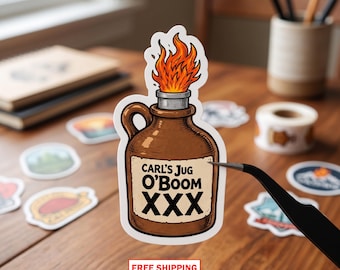Carls Jug O' Boom Sticker, Fantasy Adventure Decal, Funny RPG Reader Gift, Epic Gamer Humor, Laptop Water Bottle Sticker, Free Shipping