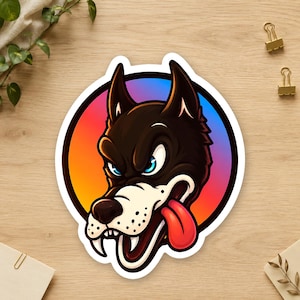 Throwback Wolf Vinyl Decal, Witty Music Enthusiast Festival Fan Present Psychedelic Creature Artwork For Notebook Tumbler Boho, Ships Free