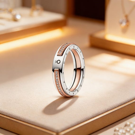 Pandora Two-Tone Stackable CZ Ring, 925 Sterling … - image 2