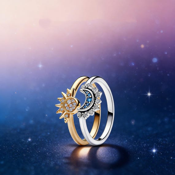 Pandora Sun & Moon Celestial Stackable Ring, 925 … - image 4