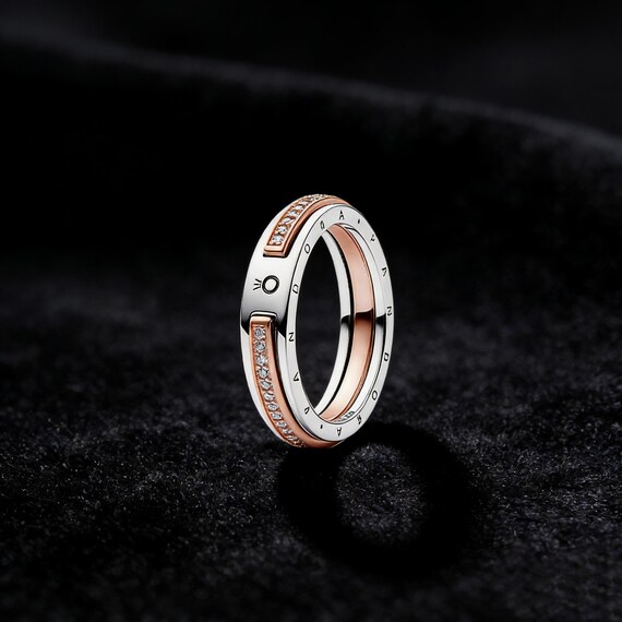 Pandora Two-Tone Stackable CZ Ring, 925 Sterling … - image 3