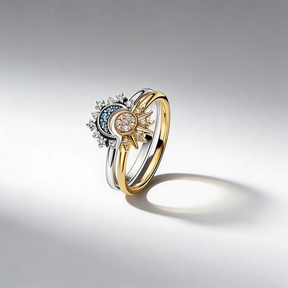 Pandora Sun & Moon Celestial Stackable Ring, 925 … - image 1