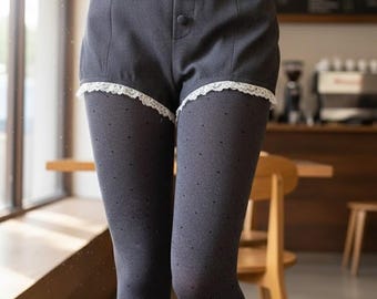 Japanese Style Polka Dot Tights for Women, Dark Grey Coffee Mixed Color Pantyhose, High Elastic Nylon Spandex, 120D Spring Autumn Leggings