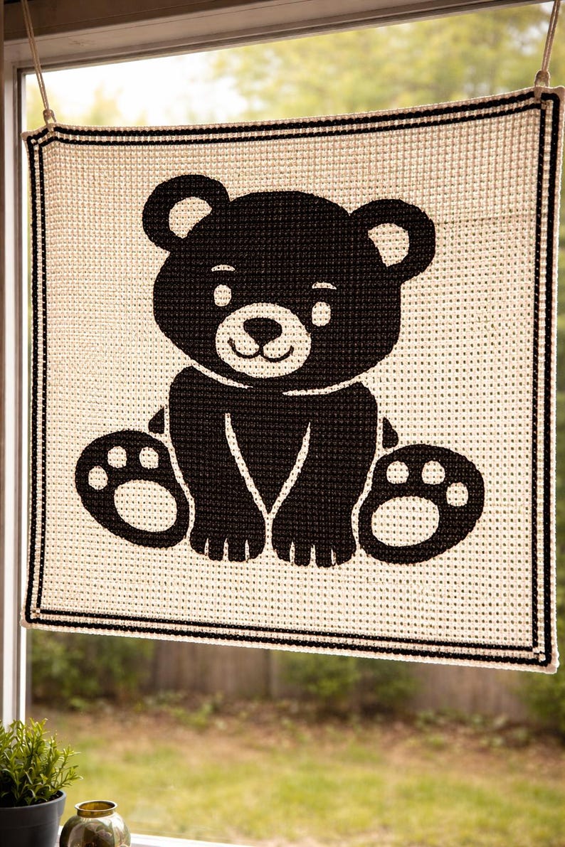 Teddy Bear Filet Crochet Chart Pattern, Baby Nursery Wall Hanging (PDF ...