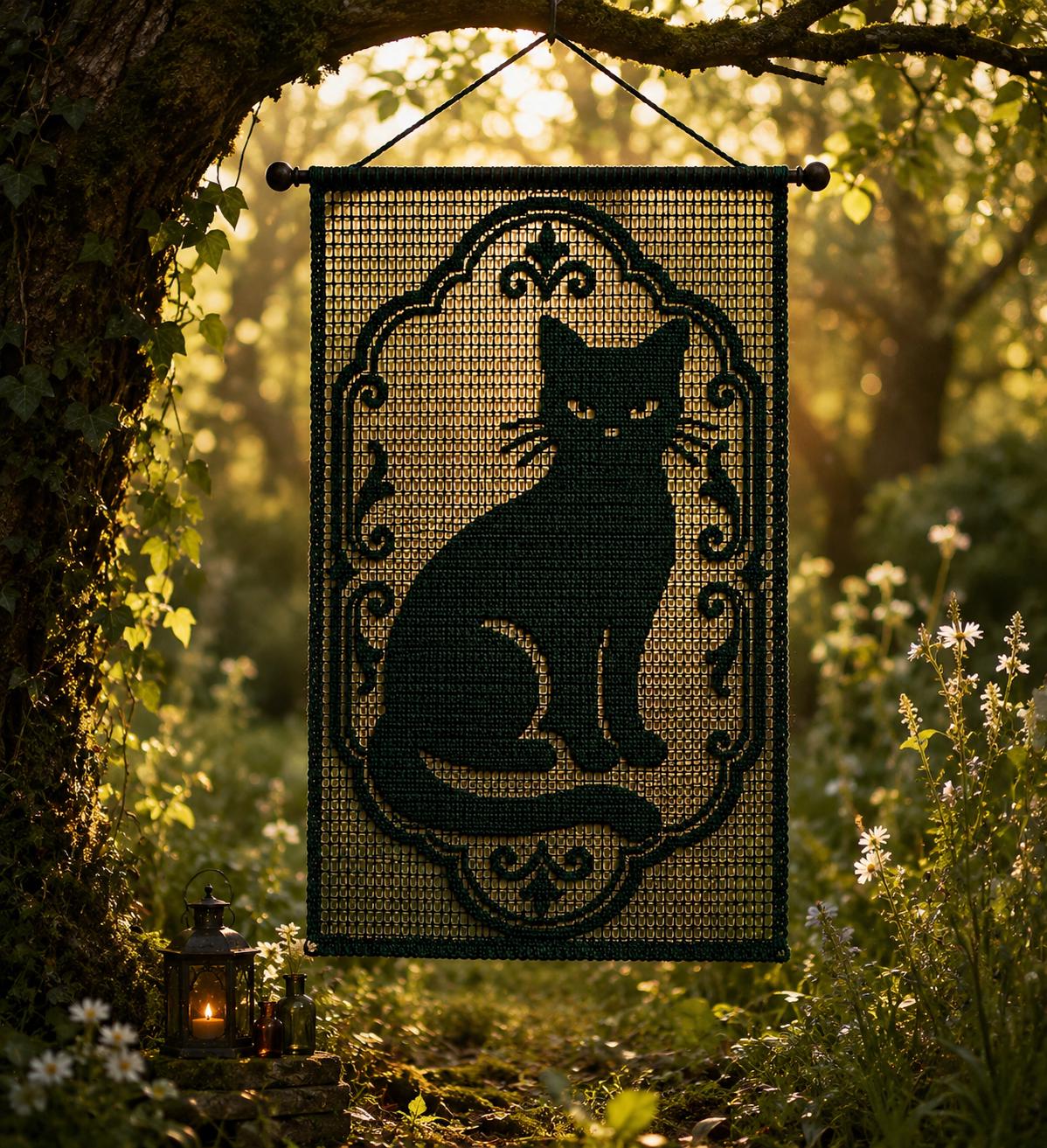 38 Black Cat Crochet Patterns for Amigurumi, Bags, Keychains, and Cozy Handmade Gifts 29 Black Cat Filet Crochet Pattern Gothic Silhouette Window