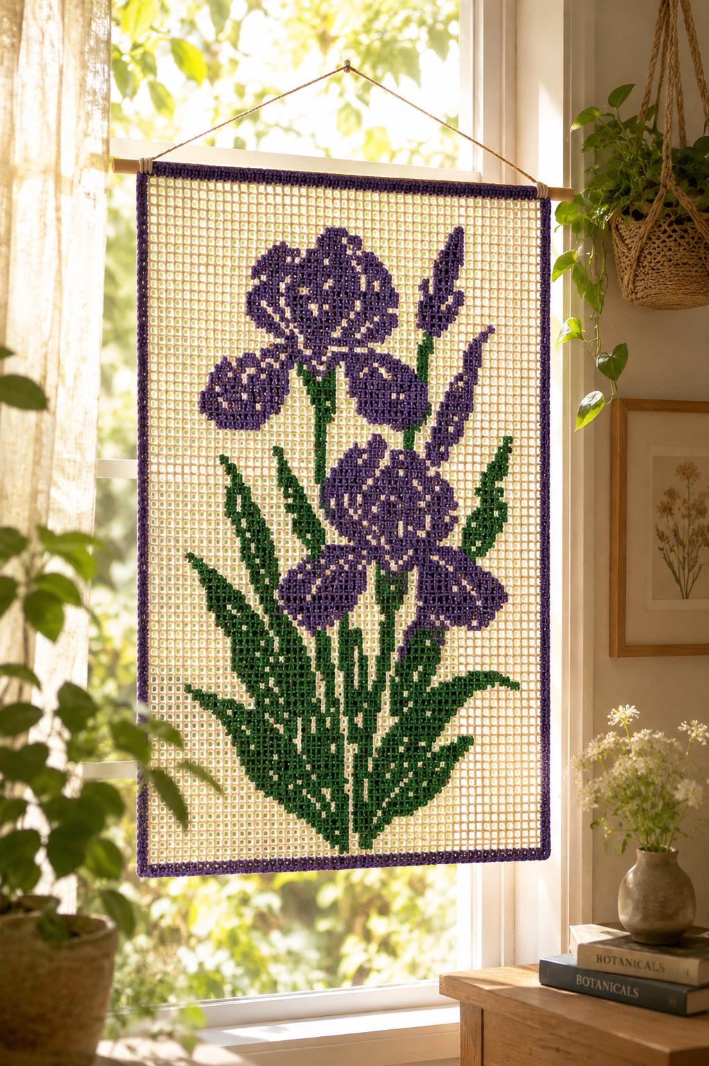 39 Beautiful Crochet Curtain Patterns to Dress Your Windows 27 Iris Flower Filet Crochet Pattern Cream Botanical Cafe