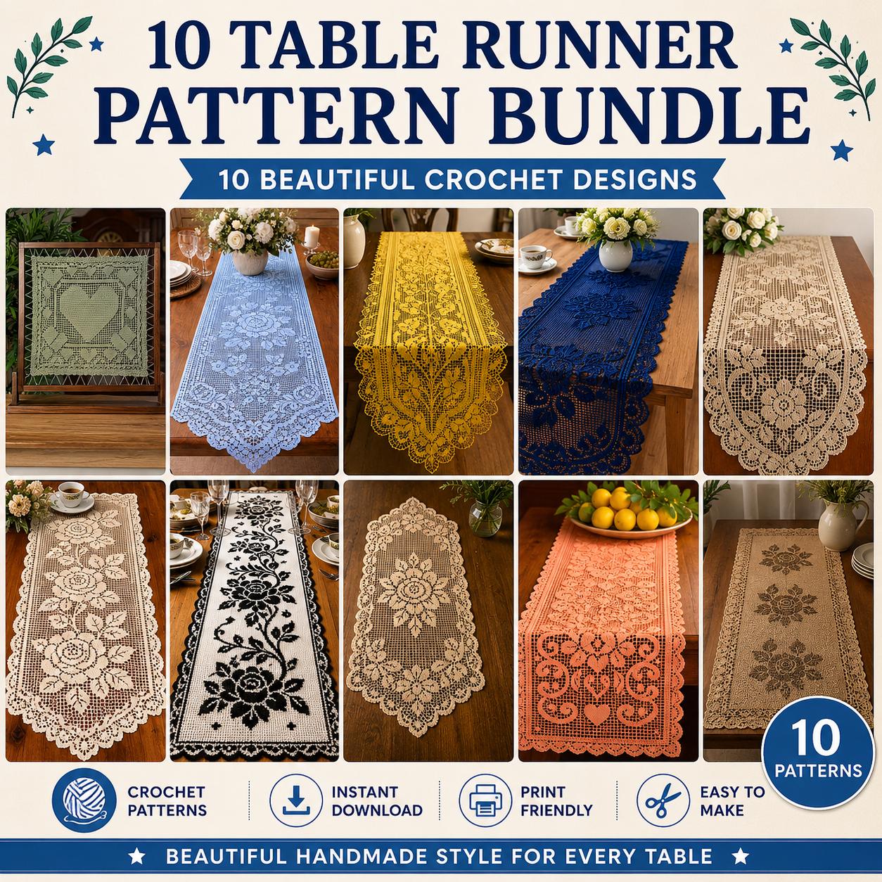 38 Table Runner Crochet Patterns to Refresh Your Home with Handmade Texture 37 10 Table Runner Crochet Patterns Bundle Vintage Lace Home