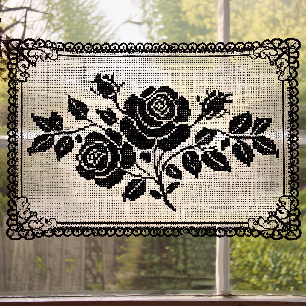 20 Crochet Filet Charts with Blankets, Doilies, and Motifs 15 Rose Filet Crochet Chart