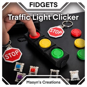 Traffic Light Clicker – Clicky Fidget Toy - Fidget Toys - Fidget Keychain Clicker - Stim Senory Toys - Street Light Toy