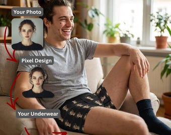 Custom Face Boxers | Pixel Photo Underwear | Personalized Gamer Boxers | Funny Gift for Him