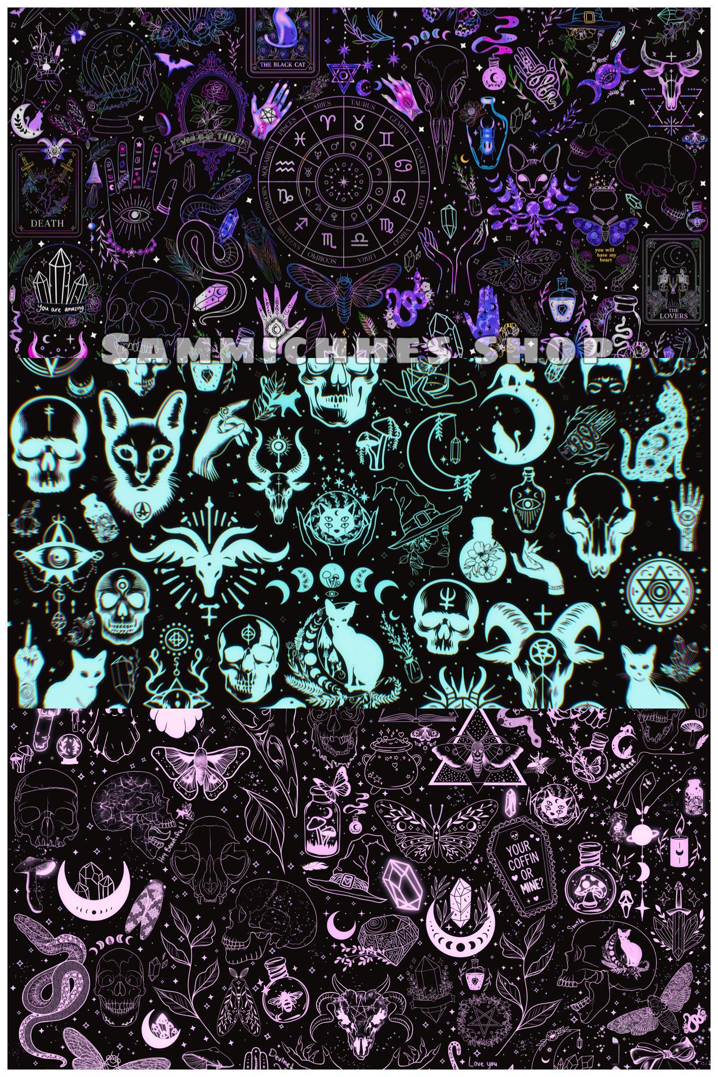 Goth Chat Background Witchy Desktop Backgrounds – Goth Neon Glowing Set of 4 | Digital ...