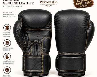 Boxhandschuhe aus schwarzem Leder, personalisierte Trainingshandschuhe, individueller Name, echtes Rindsleder, Sparring-Ausrüstung