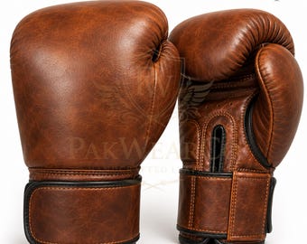 Personalized Genuine Leather Boxing Gloves, Handcrafted Cowhide Training Gear