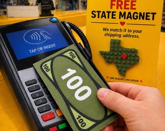 Giant LEGO 100 Dollar Bill Tap To Pay