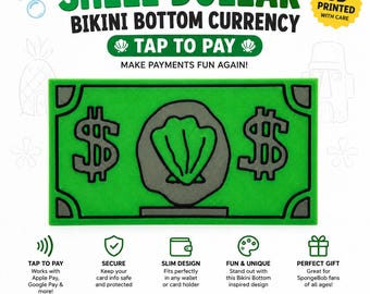 Shell Dollar Bikini Bottom Currency Tap to Pay | 3D Printed NFC Card Holder