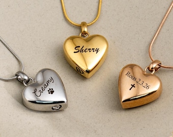 Custom Heart Urn Necklace for Human Ashes, Personalized Cremation Jewelry Gift,Ash Memorial Jewelry,Small Urn Charm Pendant Necklace for Her