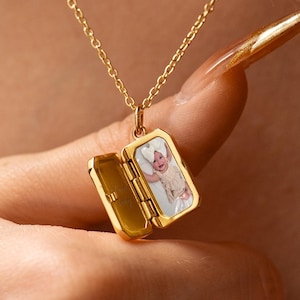 Benutzerdefinierte Birthstone Medaillon Halskette, personalisierte rechteckige Anhänger,Memorial Medaillon Schmuck für Mama, Baby Andenken Geschenk, Baby-Dusche-Geschenk