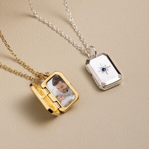 Custom Locket Necklace with Photo, Silver Locket, Father's Day Gift, New Dad Gift, Anniversary Gift for Husband, Gift for Him, Memorial Gift