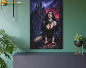 Póster metálico de La novia de Drácula / Castillo gótico, arte de fantasía de vampiros oscuros
