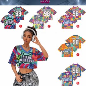 Mexico Retro Crop Jersey for Women, Custom Name Number Shirt, Vintage Mesh Button Up Top, Streetwear Crop Baseball Style Shirt